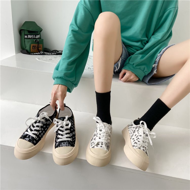 Fashionable Ulzzang Print Wedges Canvas Shoes Sneaker Women Shoes