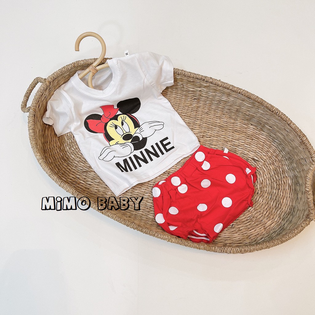 Bộ cộc tay quần đùi chip hình Mickey Minnie siêu đáng yêu (8-15kg)