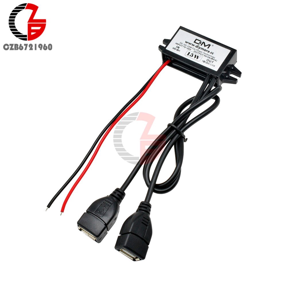 DC-DC 12V to 5V 3A Step Down Power Converter Adapter Inverter Dual USB Step-down Over Current Voltage Short Circuit Protection | BigBuy360 - bigbuy360.vn
