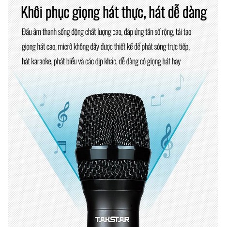 Mic không dây TS-K201 Takstar [BH 1 NĂM] - Micro không dây đa năng Takstar. công nghệ không dây UHF [Hàng chính hãng]