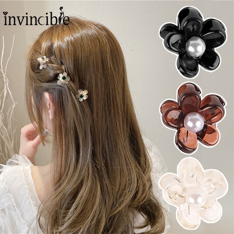 Kẹp Tóc Mini Đính Ngọc Trai / Hoa Năm Cánh Thanh Lịch Cho Nữ