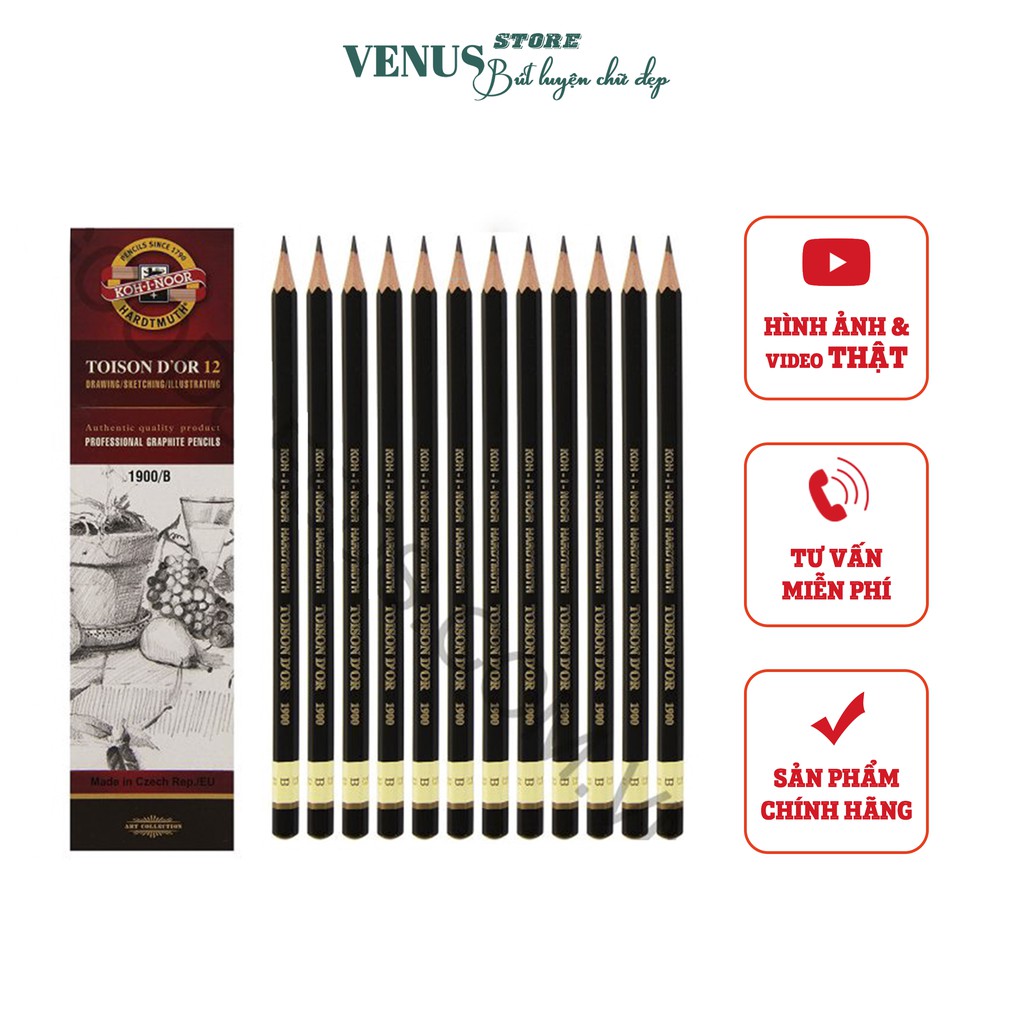 Chì Tiệp 1900 Thân Đen KOH-I-NOOR (Chính Hãng),HB 2b,3b,4b,5b,6b,7b,8b [1 cây]