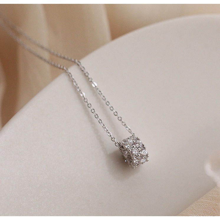 Dây chuyền bạc S925 - Mẫu sợi mảnh, mặt tròn đính đá