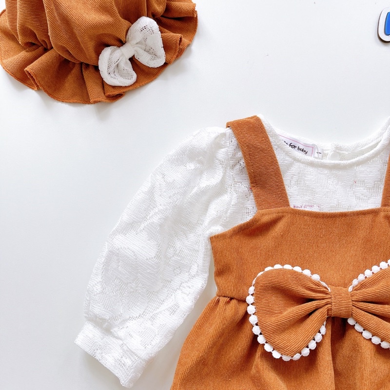 Body Nhung Phối Ren Trắng 𝐍𝐇𝐈́𝐌 𝐗𝐔̀ 𝐊𝐈𝐃𝐒 Cho Bé Gái Sơ Sinh, Đầy Tháng, Thôi Nôi, Sinh Nhật B043