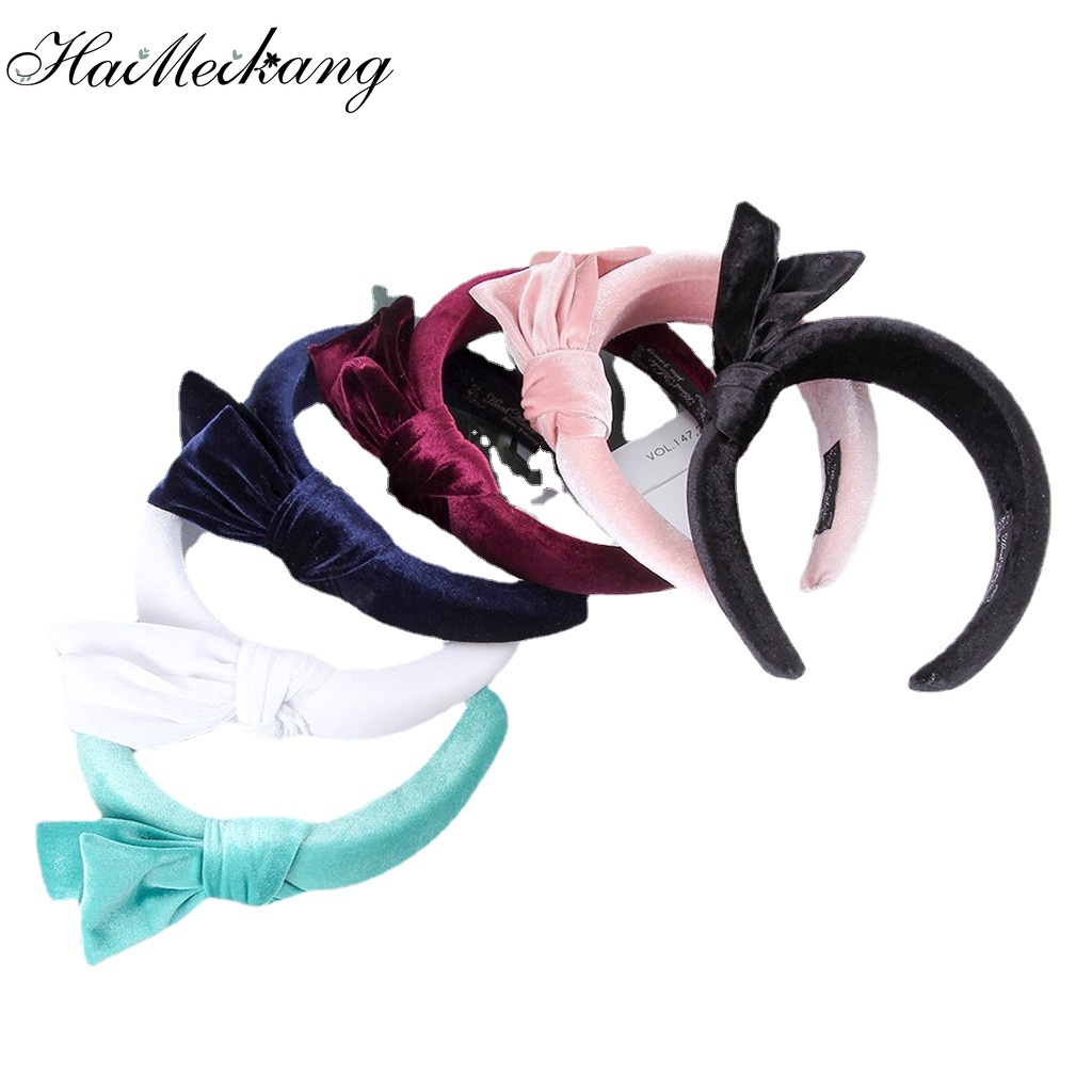 Haimeikang phụ kiện nữ mới phụ kiện băng đô nhung xốp nơ
