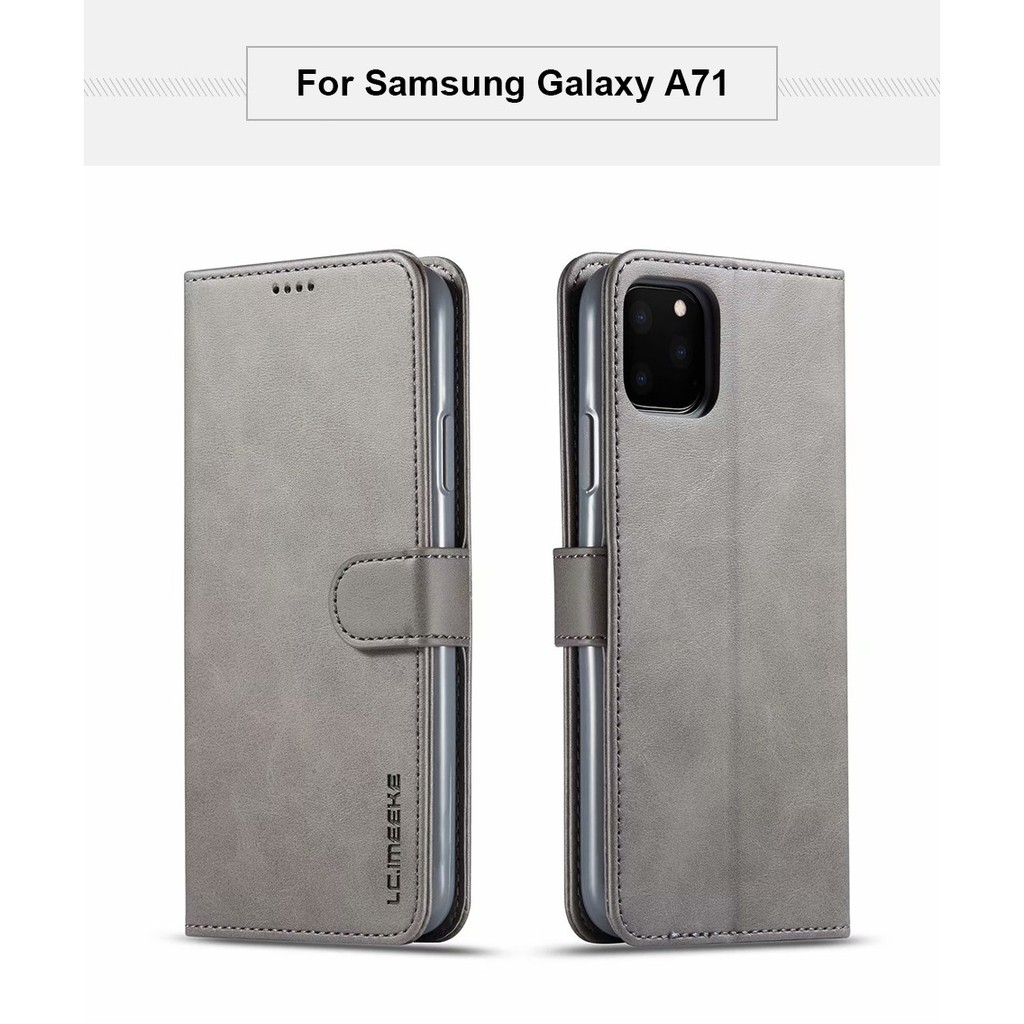 Bao da điện thoại kèm ngăn đựng thẻ và giá đỡ có từ tính cao cấp cho Samsung Galaxy SS A51 A71