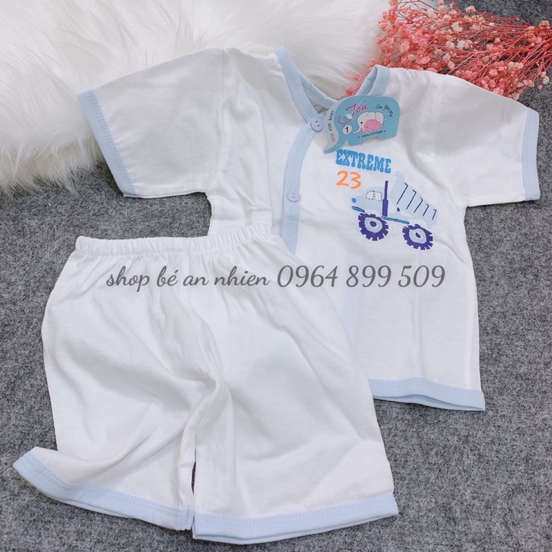 Bộ tay ngắn jou trắng in hình -bộ cotton 100%