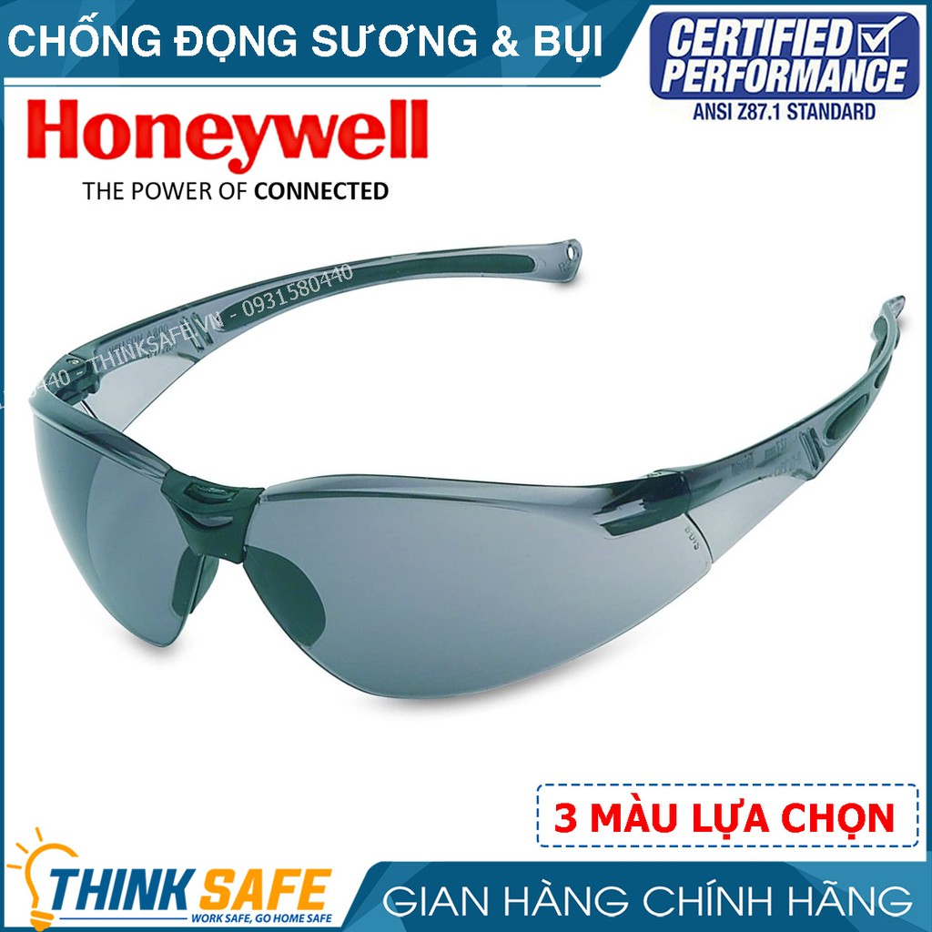 Kính bảo hộ Honeywell A800 chống bụi, tia UV, chống đọng sương (Màu đen)-Bảo Hộ Thinksafe
