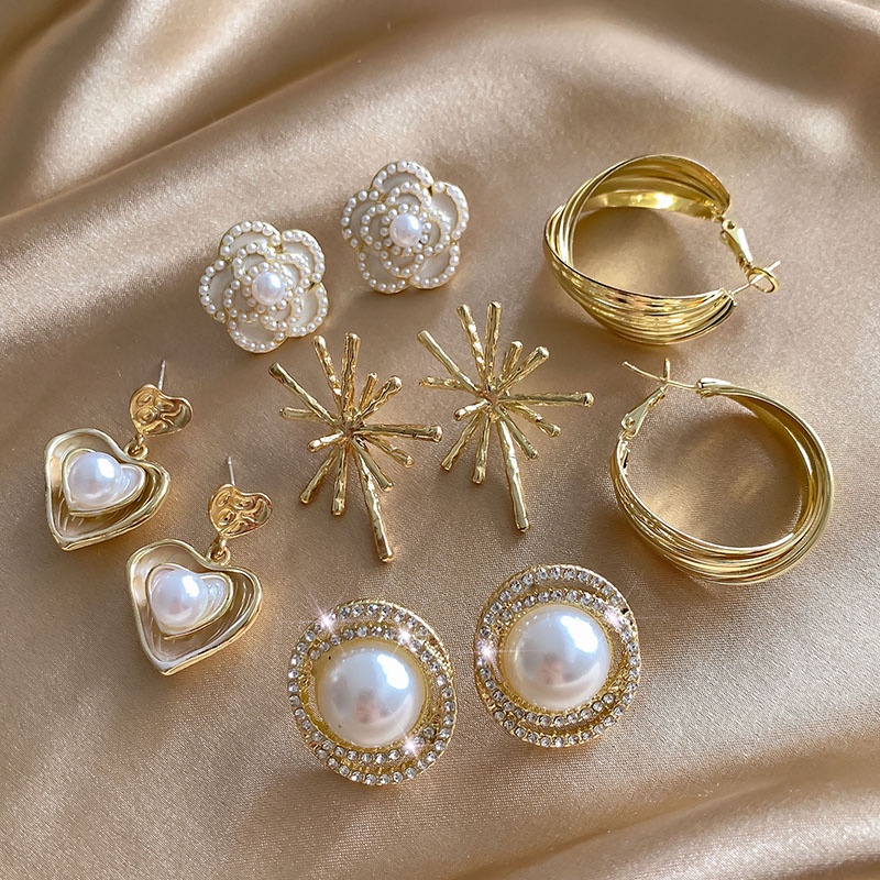 Đôi Khuyên Tai Đính Hạt Ngọc Trai Phong Cách Hàn Quốc Thời Trang Cho Nữ