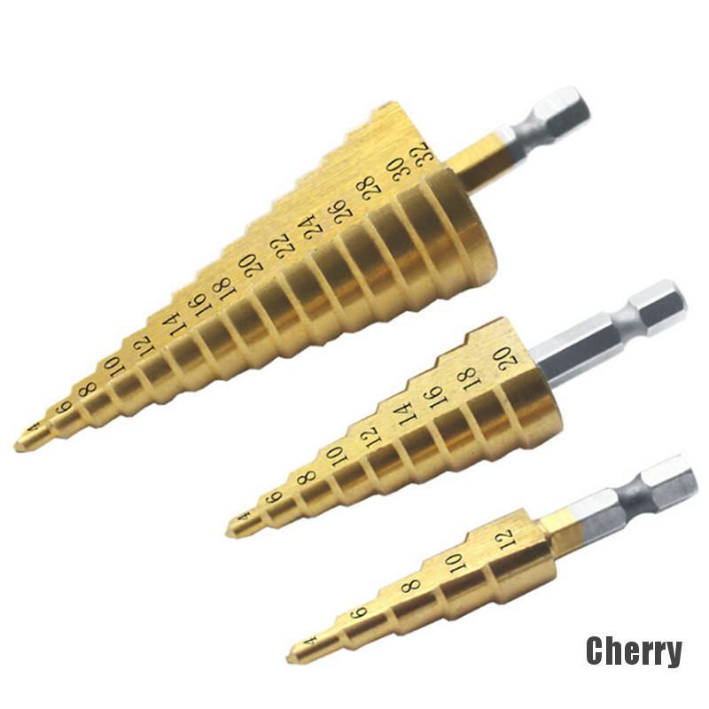 Mũi khoan nấc hình nón thép titan HSS lớn tạo lỗ 4 - 12/ 20/ 32mm tiện lợi