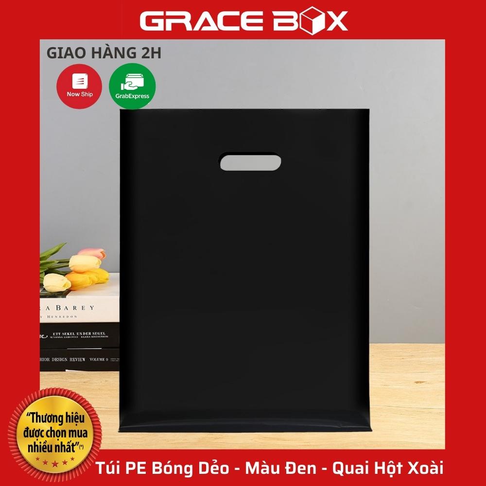 {Giá Sỉ} Túi PE Bóng Dẻo - Màu Đen - Quai Hột Xoài Đựng Phụ Kiện, Quần Áo - Siêu Thị Bao Bì Grace Box