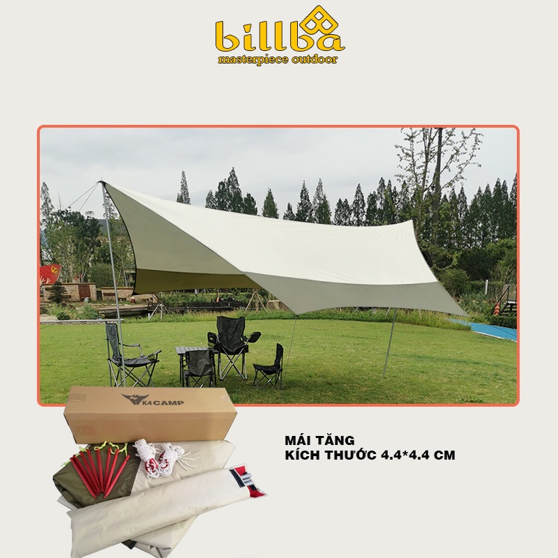 Mái tăng dã ngoại loại 4m4*4m4*2m3 - Mái che dã ngoại du lịch - Mái tăng camping, tấm che cách nhiệt - Baobillba