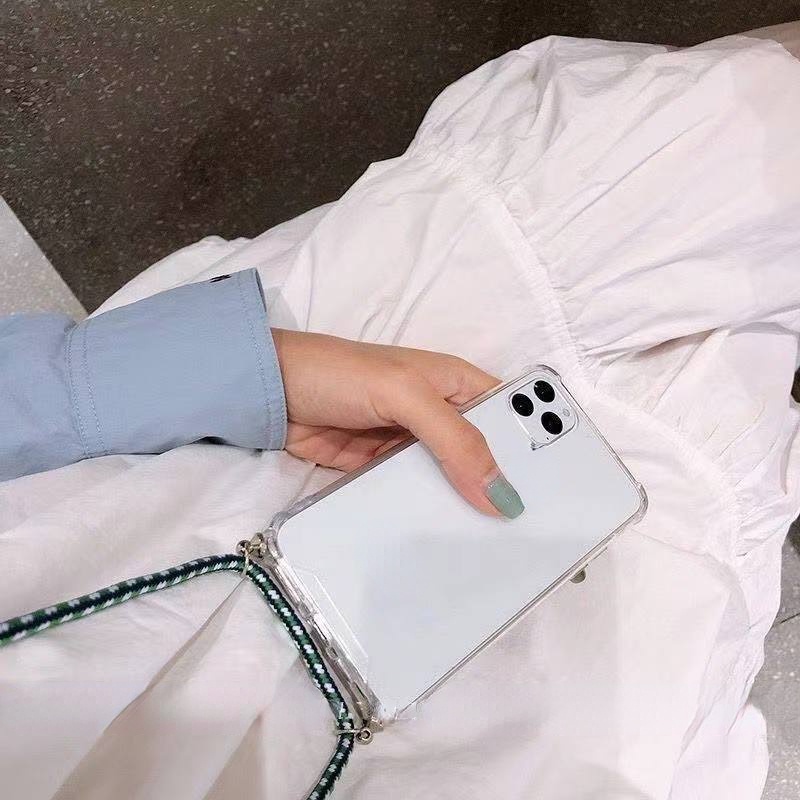 Ốp Điện Thoại Silicon tpu Mềm Trong Suốt Có Dây Đeo Cho Iphone 7 8 SE 2020 7P 8P X Xs XR Xs max 11 12 13 Pro 11 12 13 Pro max