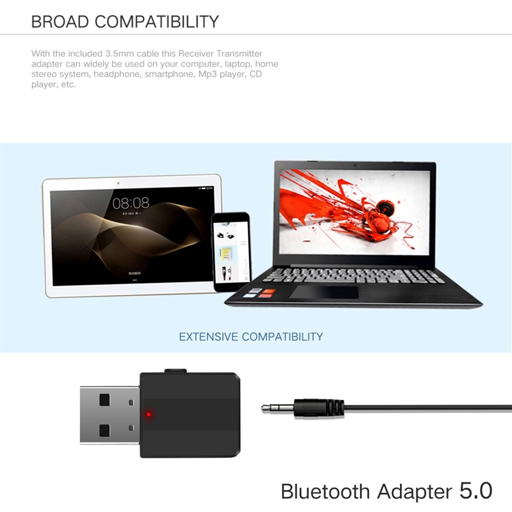 USB Thu Phát Âm Thanh 2 trong 1 Bluetooth 5.0 chuyển đổi AUX sang tín hiệu Bluetooth