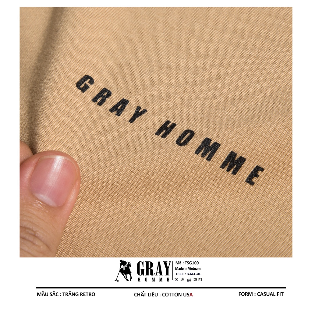 Áo thun nam nữ cổ tròn GRAYHOMME vải Cotton xu xịn dáng unisex - TSG1