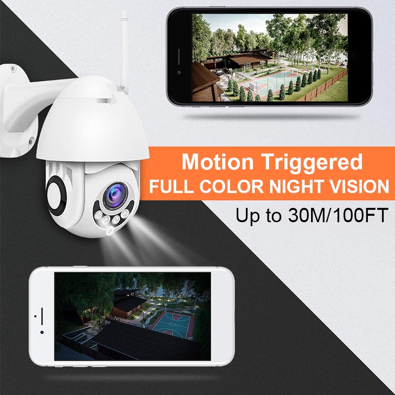 Camera Ip Wifi Không Dây Kuduer 100ft Full Hd 1080p 2mp Xoay Được, Chống Thấm Nước Ip66