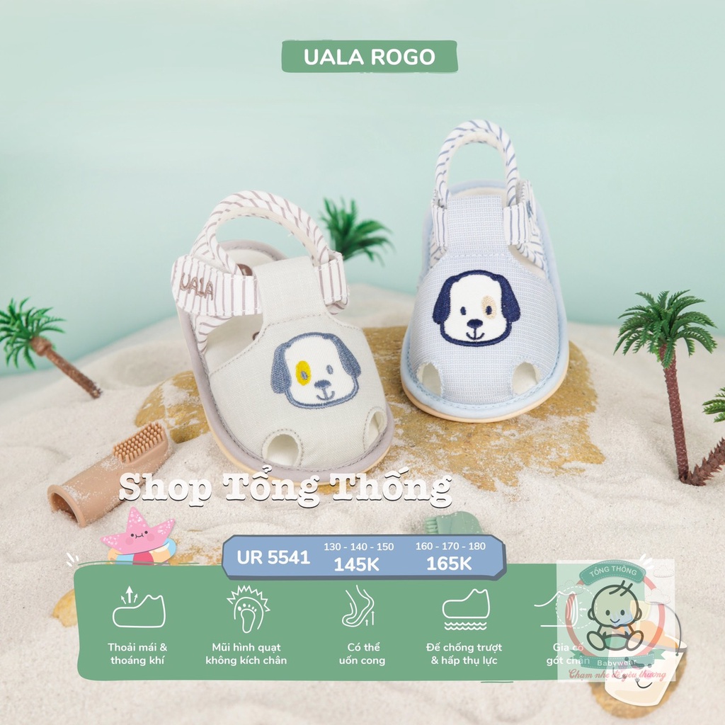Giày tập đi Uala Rogo chuẩn y khoa đế cao su non cao cấp mềm cho bé gái chống trơn trượt cún vui vẻ mắt đốm mới 5541
