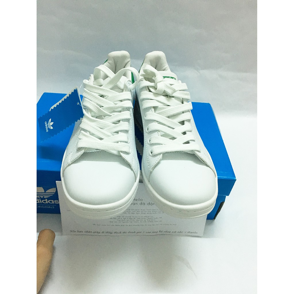 (Ảnh thật+Full box) Giày Stan Smith trắng gót xanh (Hàng chất lượng cao)