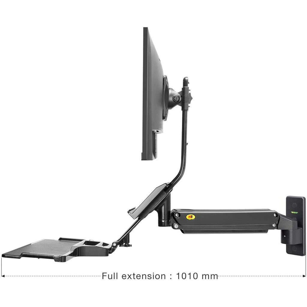 Giá treo màn hình máy tính NB MB32 19-27 inch, kết hợp giá để bàn phím, tải trọng 9kg, nâng hạ điều chỉnh chiều cao màn