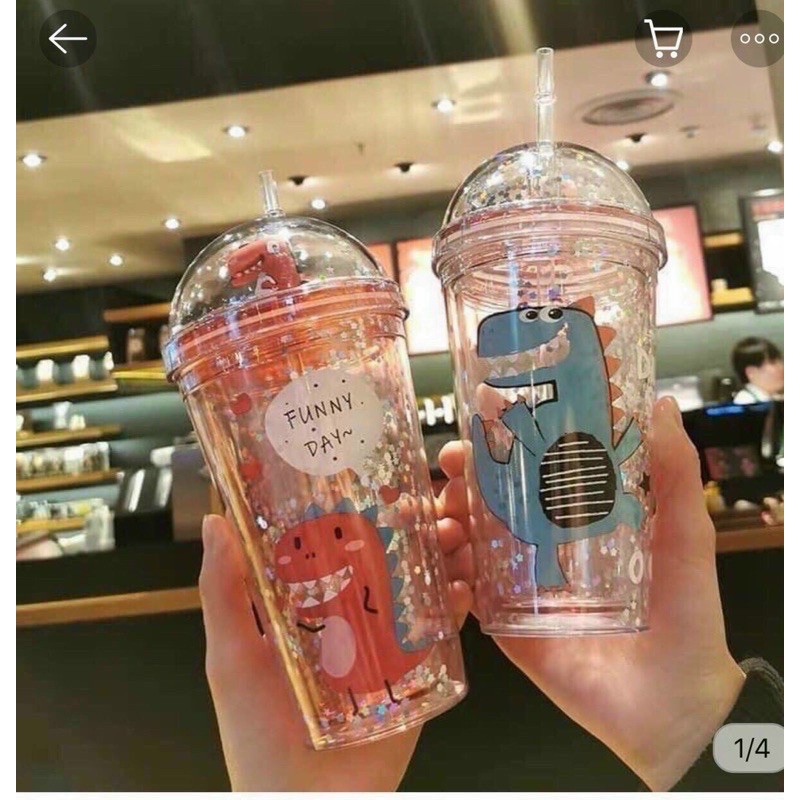 Ly 2 lớp giữ nhiệt MẪU KHỦNG LONG SIÊU CƯNG