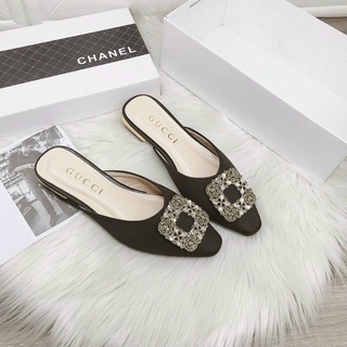 Sục nữ đế cao 3p mũi vuông, Dép cao gót 3 phân bít mũi phối khóa đế thấp siêu đẹp G17