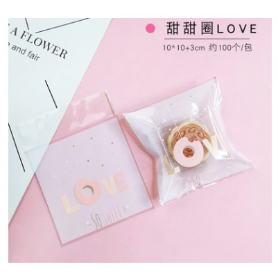 Set 10, 20, 50 túi kiếng dán đựng bánh cookie, quà tặng LOVE so sweet 10 x 10 cm