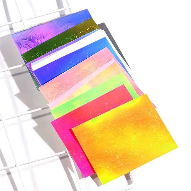 [Hàng mới về] Set 16 tờ miếng dán trang trí móng tay nghệ thuật kiểu dáng ngọn lửa hiệu ứng lập thể thời trang