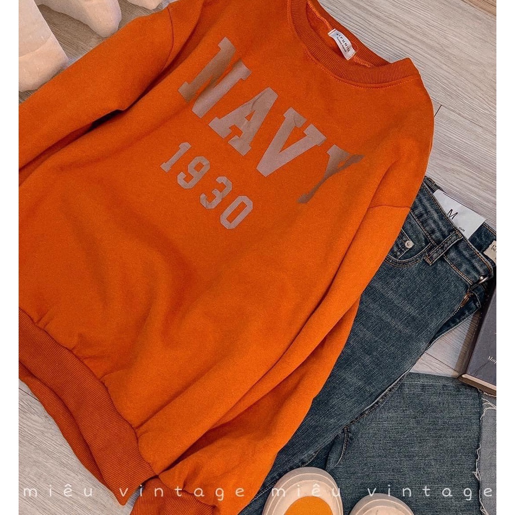 Áo Sweater nỉ Navy Màu Siêu Chất