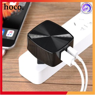 Cốc sạc nhanh hoco c26a 2 cổng sạc 3.0a chuẩn mỹ uk chân dẹt