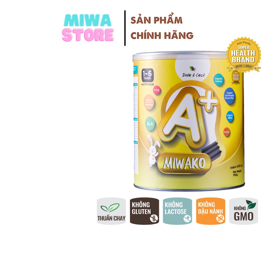 Sữa hạt Miwako A+ Vị Vani Hộp 700gr Sữa Thực Vật Hữu Cơ  Cho Trẻ Phát Triển Tư Duy - Hộp 700g - Miwa Store