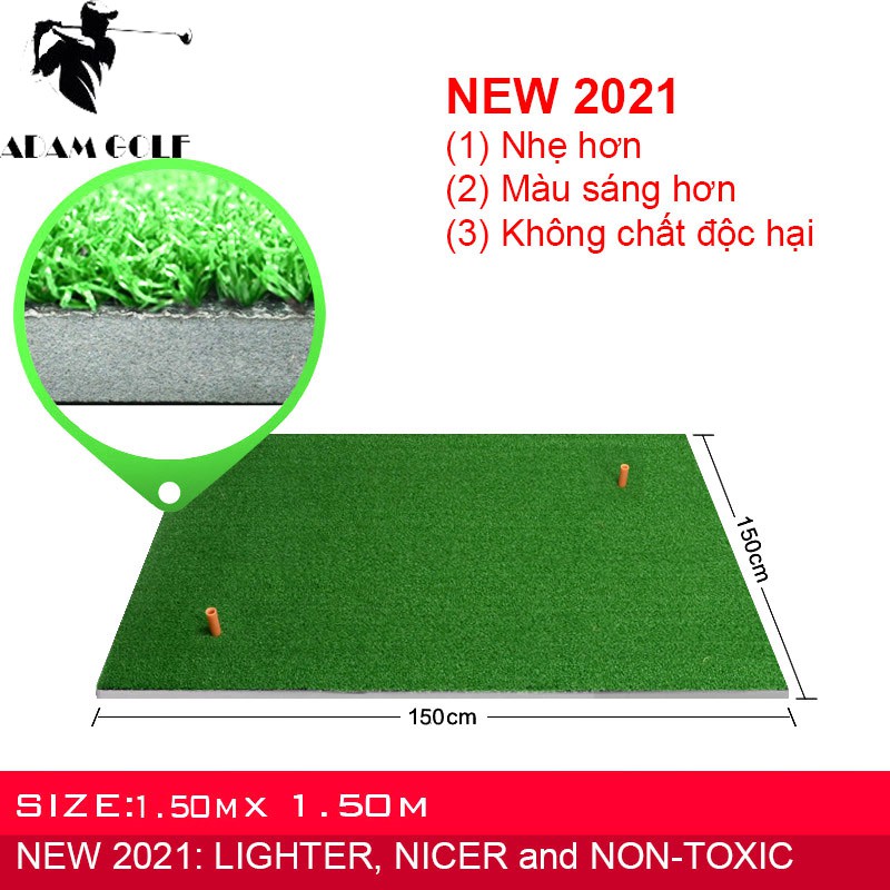 NEW 2021 - Loại 1 - Bảo hành 2 năm - Thảm tập SWING tại nhà, tặng kèm đầu TEE cho người chơi Golf (KT: 1.5m x 1.5m)