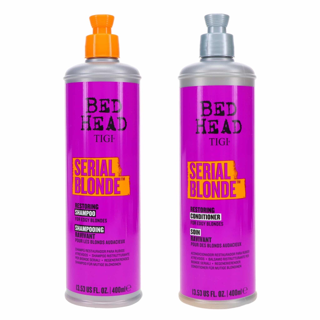 Dầu gội xả tím dành cho tóc nhuộm tông lạnh Tigi Bed Head Serial Blonde 400mlx2 ( mẫu mới)