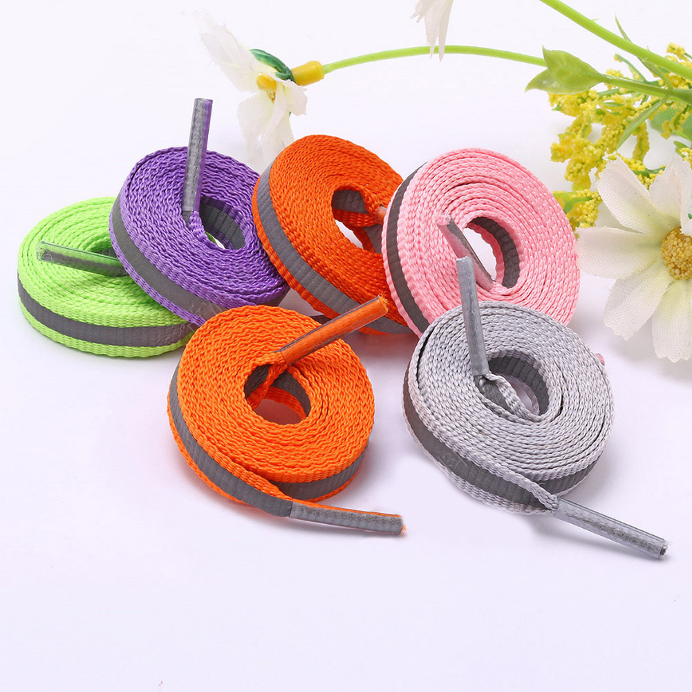 Cặp Dây Giày Phản Quang Màu Trơn Thời Trang 8mm