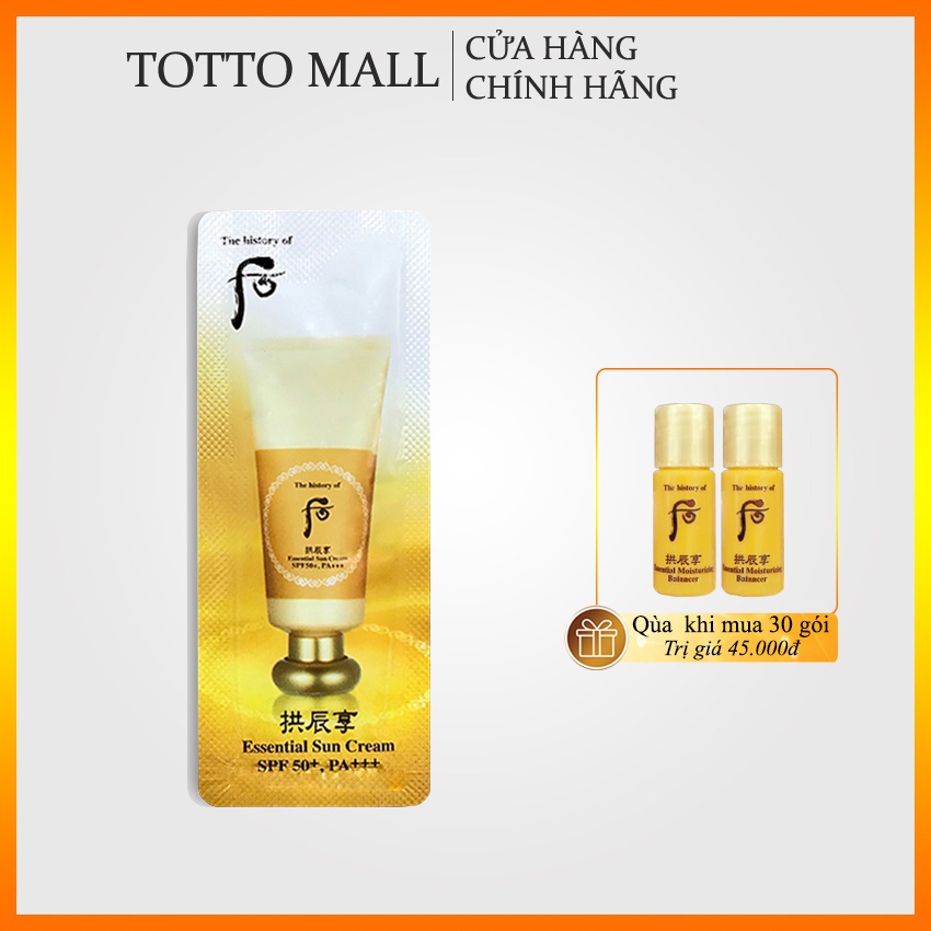 [30 gói] Kem chống nắng chống nhăn Whoo Wrinkle Sun Cream SPF 50+/PA++++ - Kem chống nắng Whoo