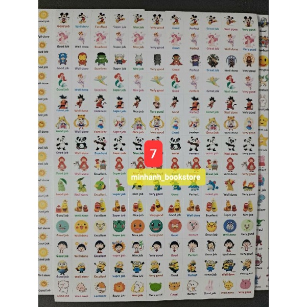 Set 15 tấm sticker lời khen Tiếng Anh