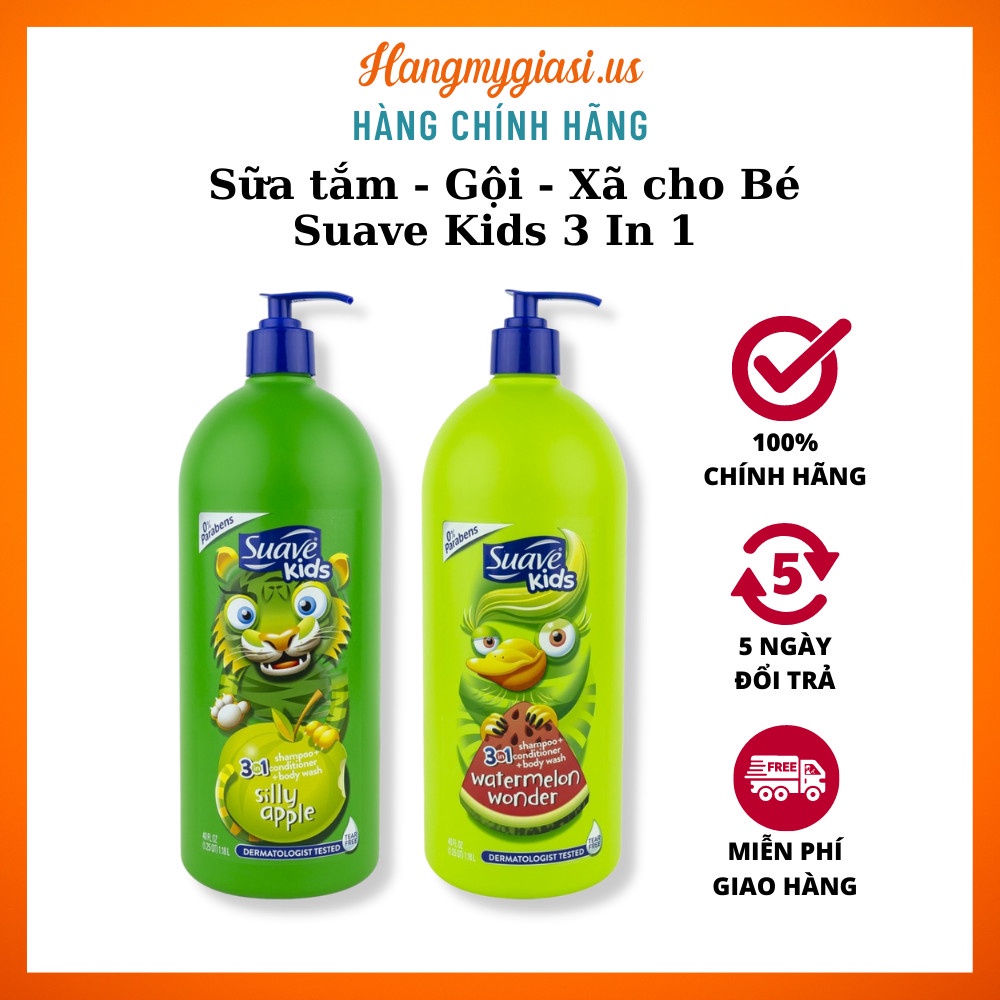 Sữa Tắm, Gội Và Xả Cho Trẻ Em Suave Kids 3 In 1 Của Mỹ 1,18 lít