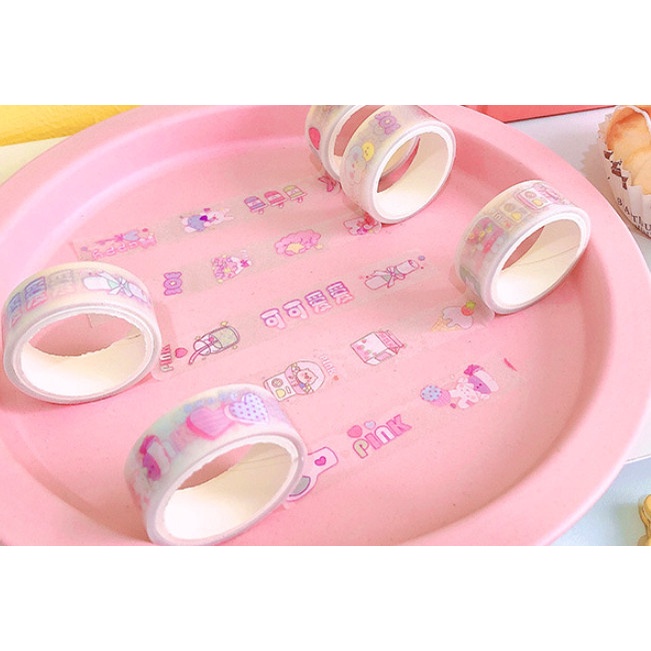 Washi Tape 5 Cuộn Băng Keo Trang Trí Sổ Lưu Niệm Siêu Cute