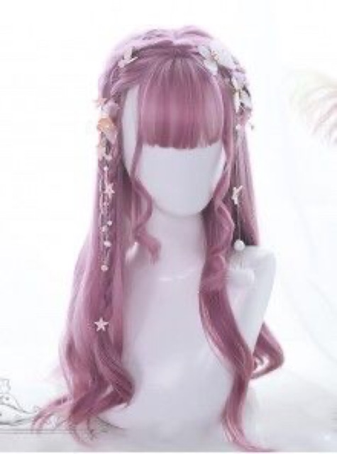 🌸[KM kèm wig cap màu nude]WIG TEEN NỮ DÀI XOĂN SÓNG NHẸ🌸PINKY LAVENDER🌸
