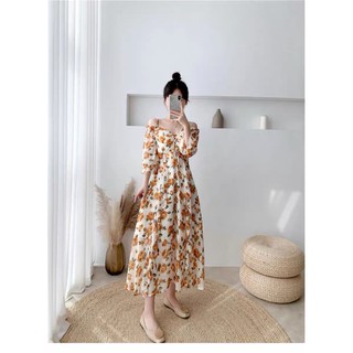 ODER đầm hoa nhúng ngực hai dây