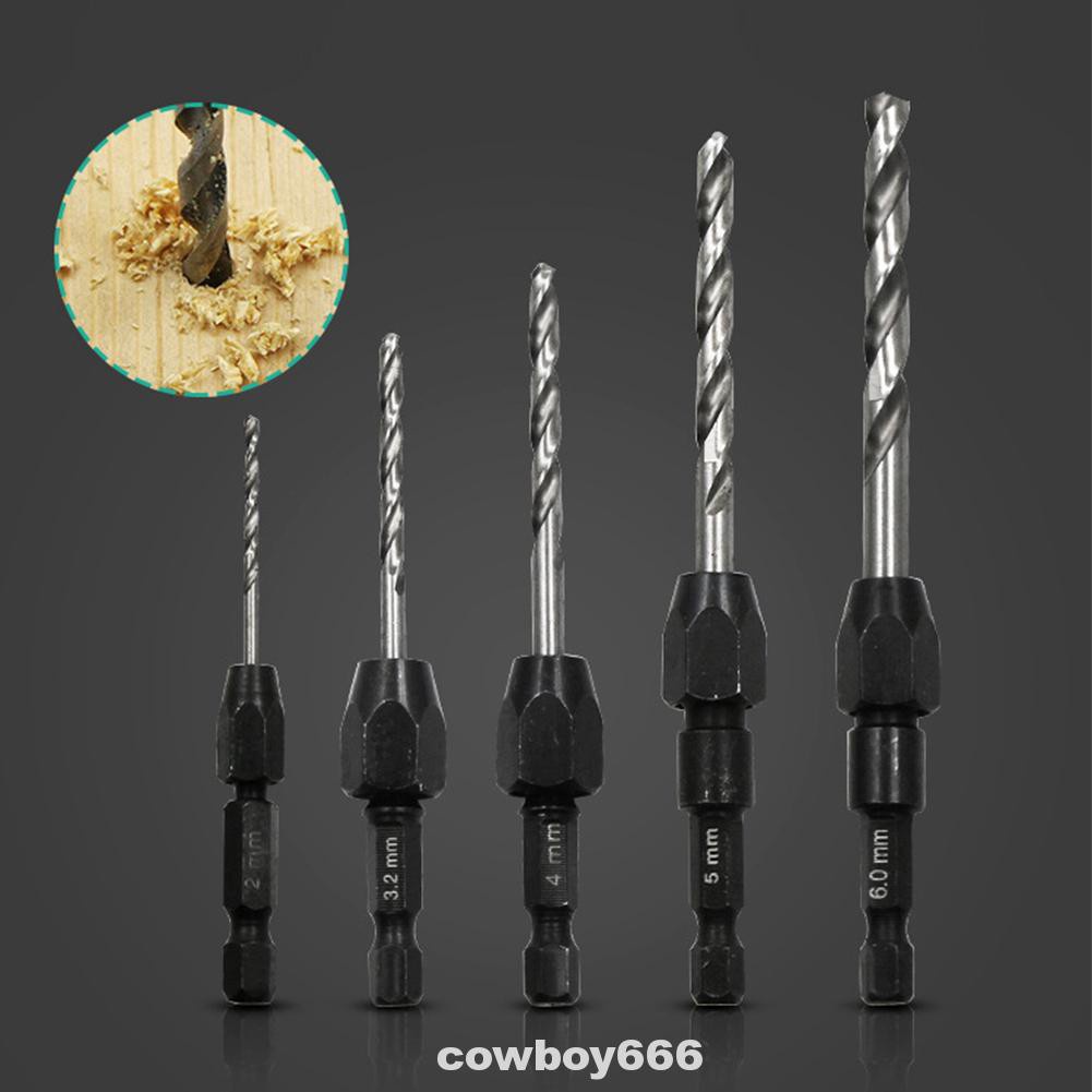 Carpentry Countersink High Speed Steel Non-Slip Quick Change Spiral Tight Clamping Drill Bit Set