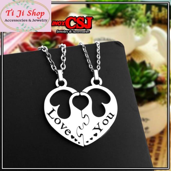 DÂY CHUYỀN INOX CẶP ĐÔI TRÁI TIM GHÉP LOVE YOU MC259 - siêu đẹp chuẩn thời trang