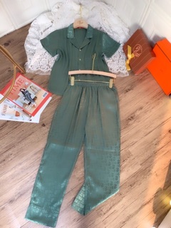 Bộ pijama cộc tay vải lụa gấm cao cấp