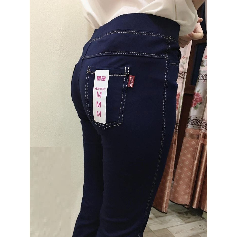 Quần legging giả jean vải cotton da cá co dãn