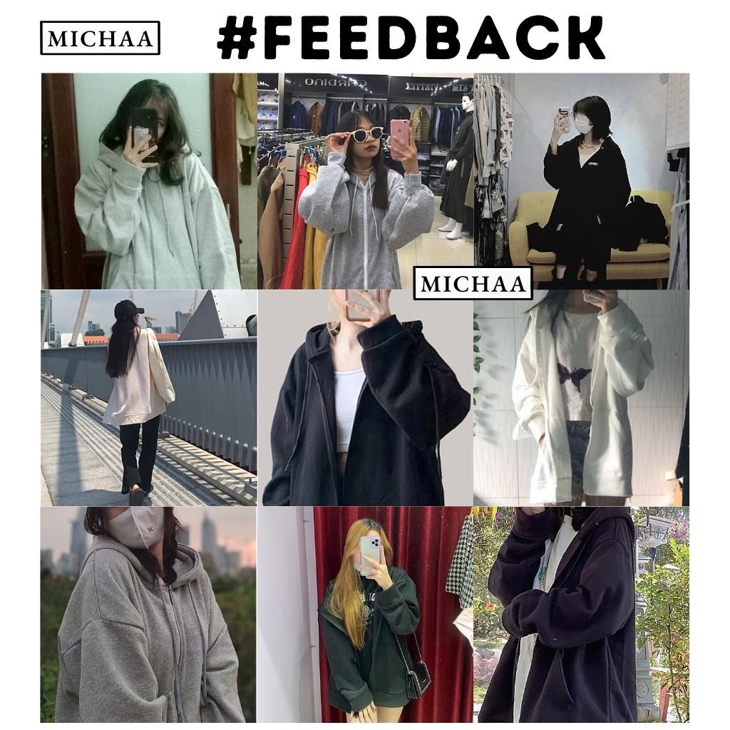 Áo Khoác Hoodie Nỉ TRƠN TAY PHỒNG 2022 Dây Kéo Zip Nam Nữ Ulzzang Unisex Form Rộng Đẹp - MICHAA