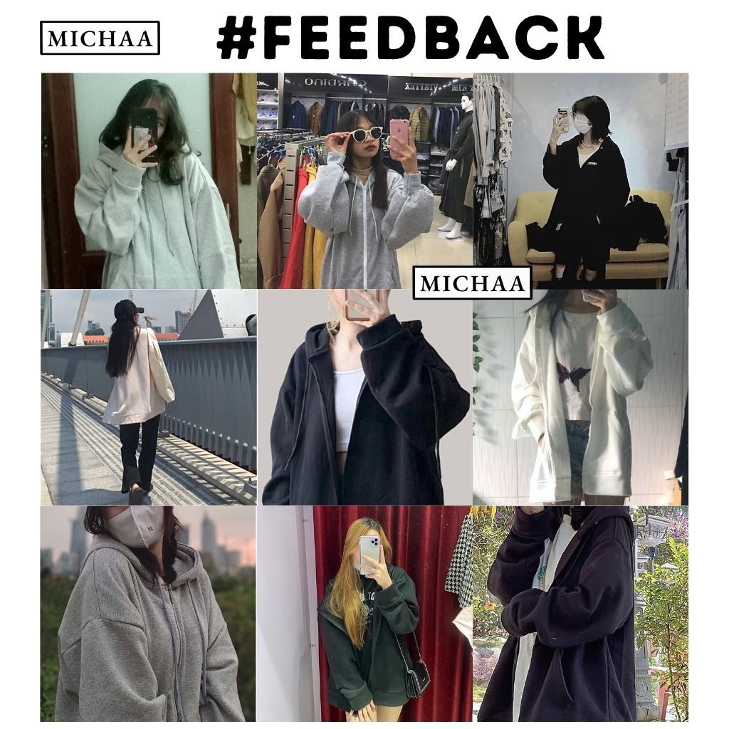 Áo Khoác Hoodie Nỉ TRƠN TAY PHỒNG 2022 Dây Kéo Zip Nam Nữ Ulzzang Unisex Form Rộng Đẹp - MICHAA | BigBuy360 - bigbuy360.vn