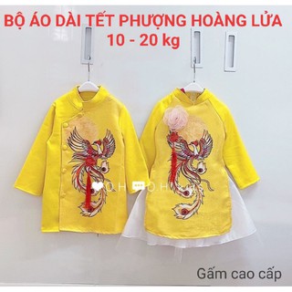 BỘ ÁO DÀI CHO BÉ TẾT PHƯỢNG HOÀNG LỬA haivanco 10 đến 20 kg, mềm mại và thoáng mát, hình đẹp không phai, rất đẹp