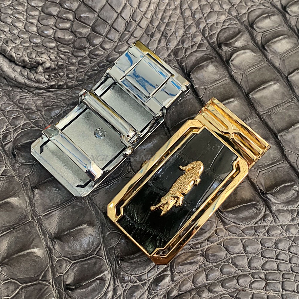 Mặt khóa thắt lưng nam da cá sấu 100% - Đầu khóa thắt lưng cao cấp 2 màu NGƯƠI SÀNH DA