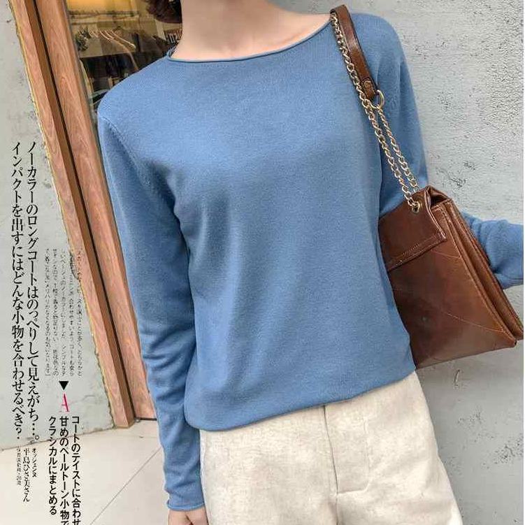 Áo len tay dài cổ tròn dáng ôm thời trang thu đông cho bạn nữ