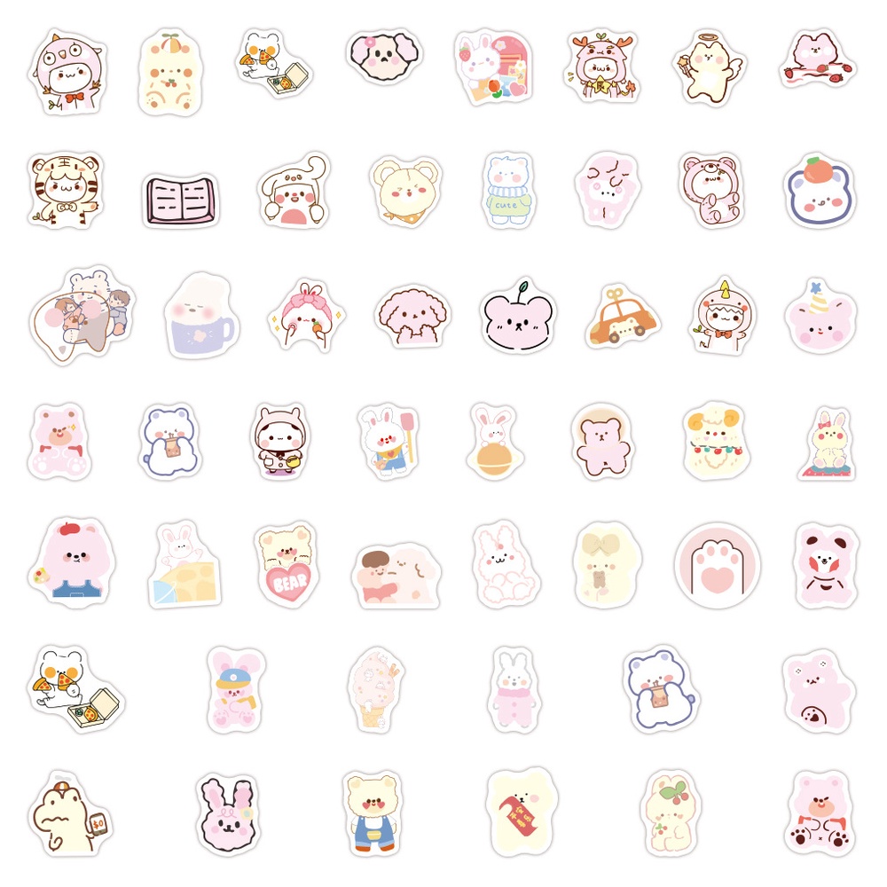 Set 100/50 Sticker Hoạt Hình Đáng Yêu Dán Laptop Notebook