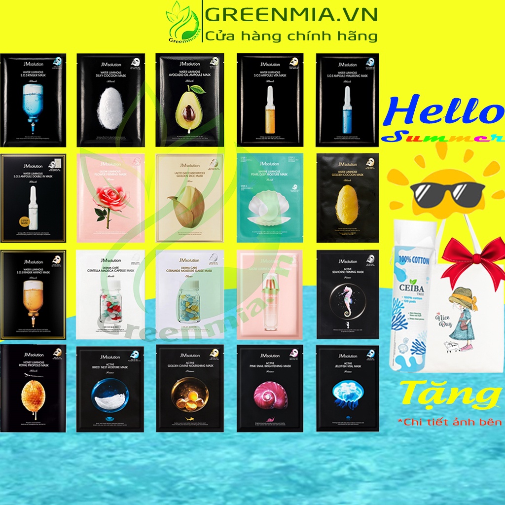 JM Solution Mặt nạ Hàn Quốc [MIẾNG LẺ] Ngọc Trai, Ốc Sên, Trứng Cá, Mật Ong, Kén Tằm, Bơ, Vita [NHẬP KHẨU CHÍNH HÃNG]
